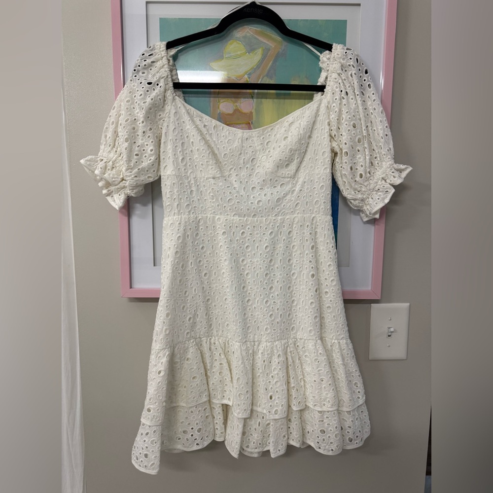 ASTR the Label White Eyelet Mini Dress